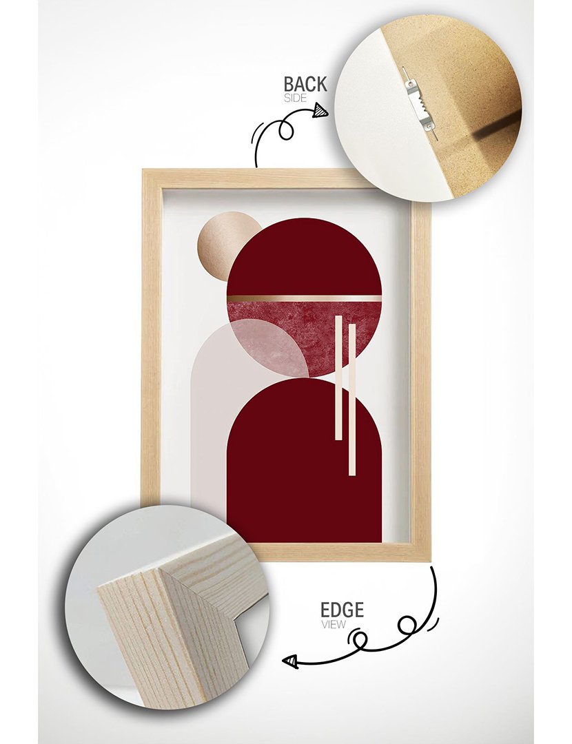 Conjunto 3 Quadros Emoldurados Burgundy Mid Century