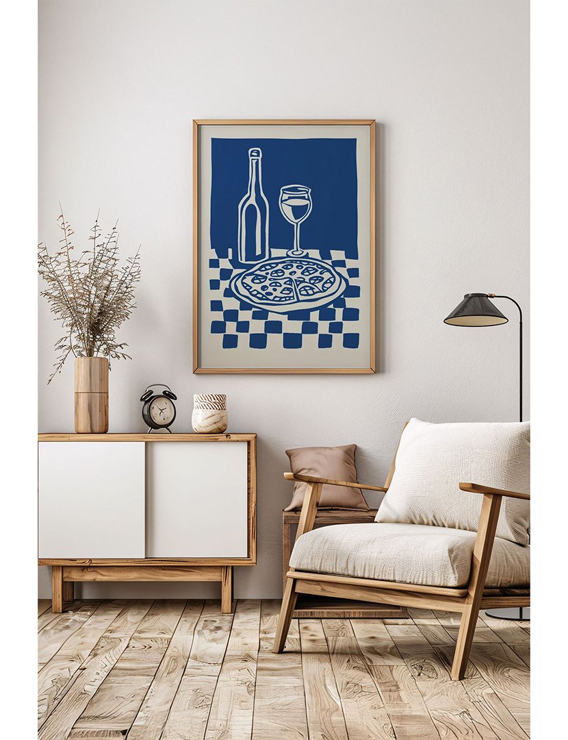 Quadro Emoldurado Pizza Wine