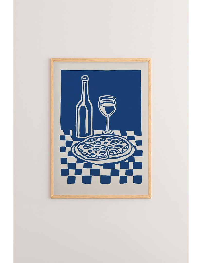 Quadro Emoldurado Pizza Wine