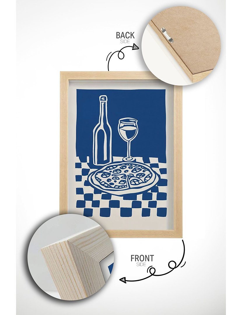 Quadro Emoldurado Pizza Wine