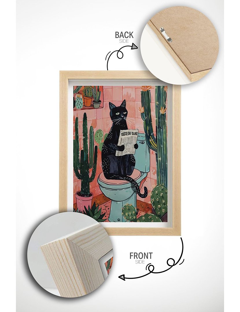 Quadro Emoldurado Toilette Cat