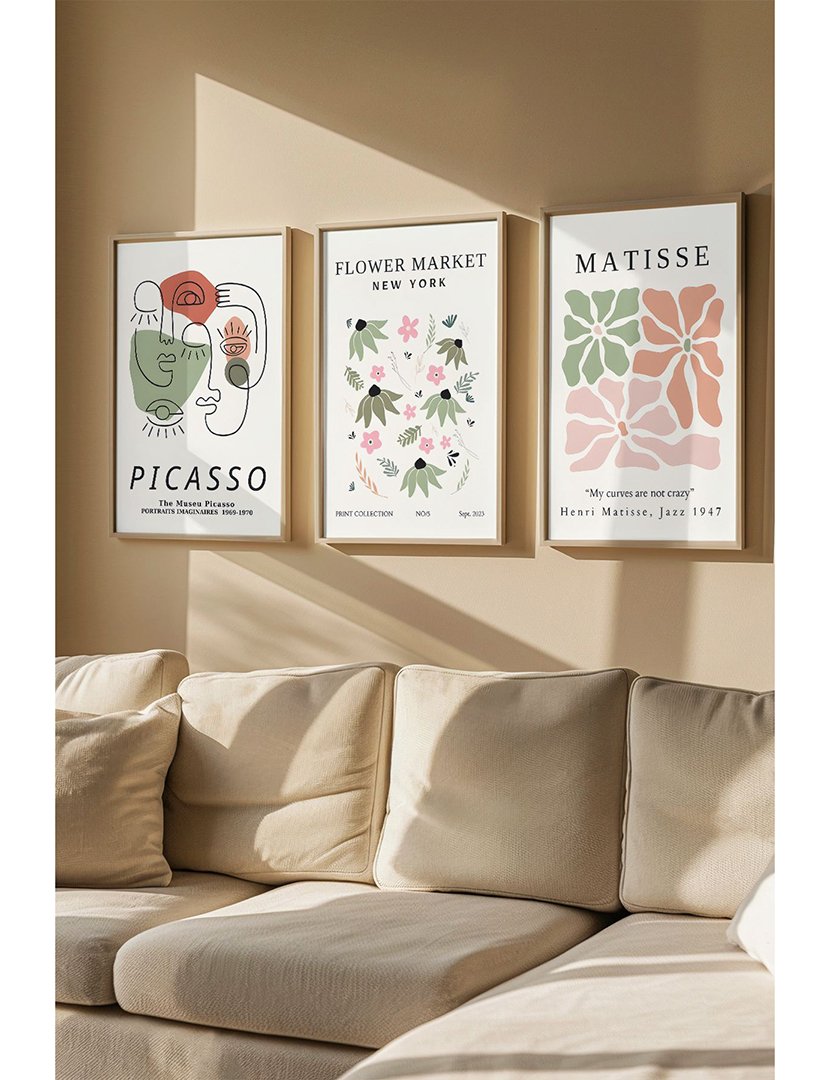 Conjunto 3 Quadros Emoldurados Flower Market