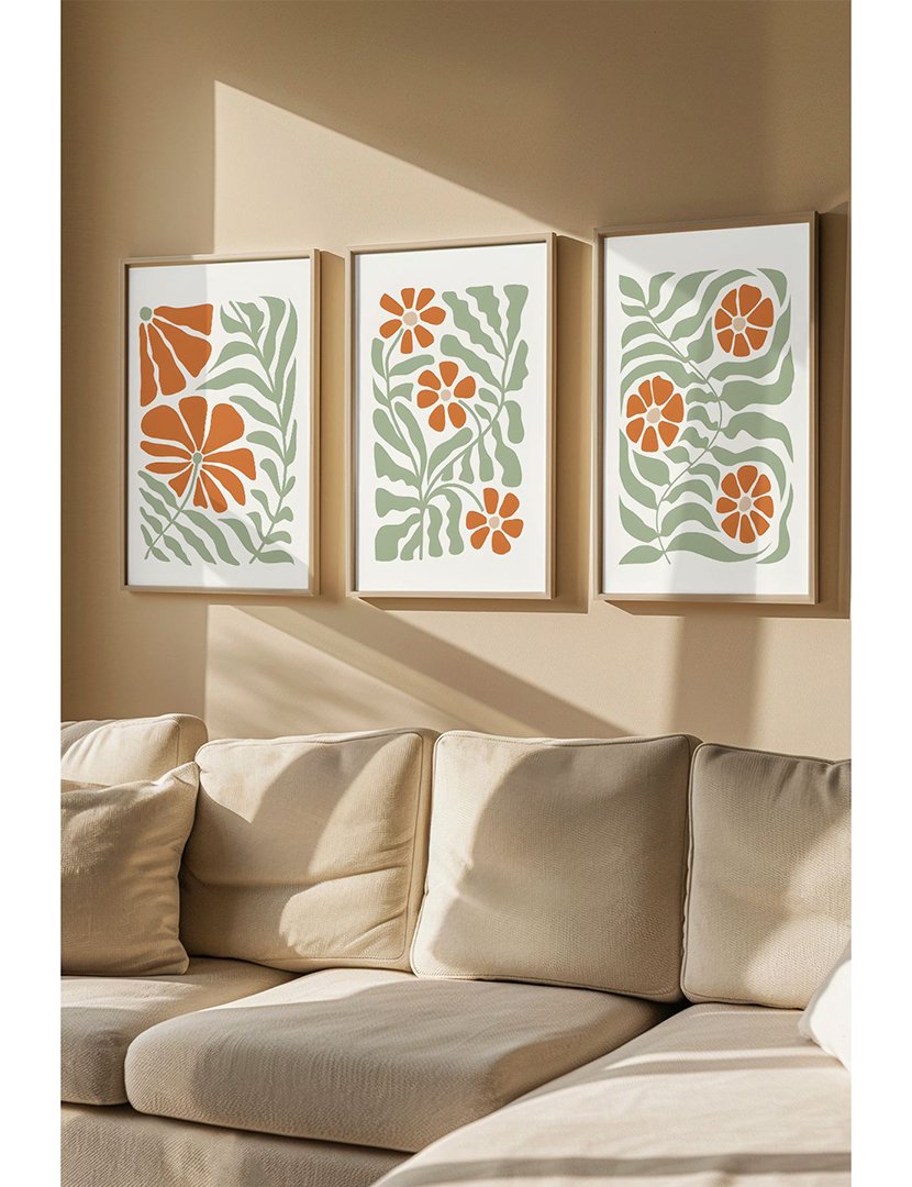 Conjunto 3 Quadros Emoldurados Flowers