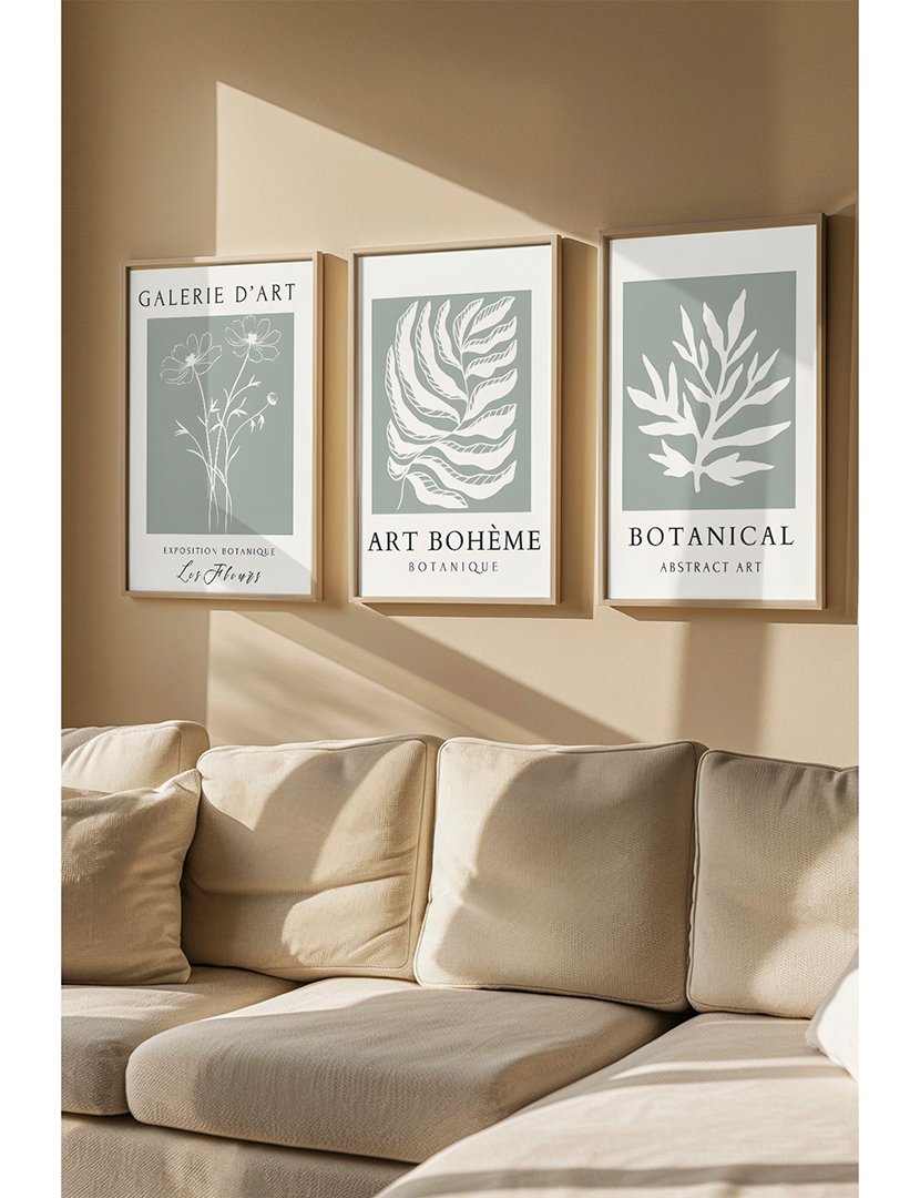 Conjunto 3 Quadros Emoldurados Botanic