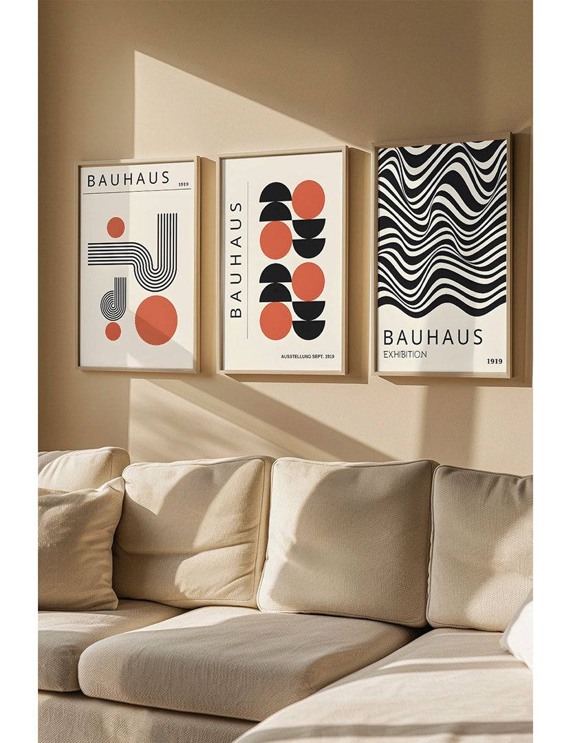 Conjunto 3 Quadros Emoldurados Bauhaus Exhibition