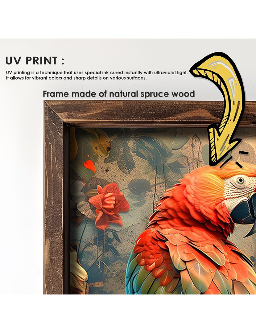 Quadro MDF Emoldurado Parrot