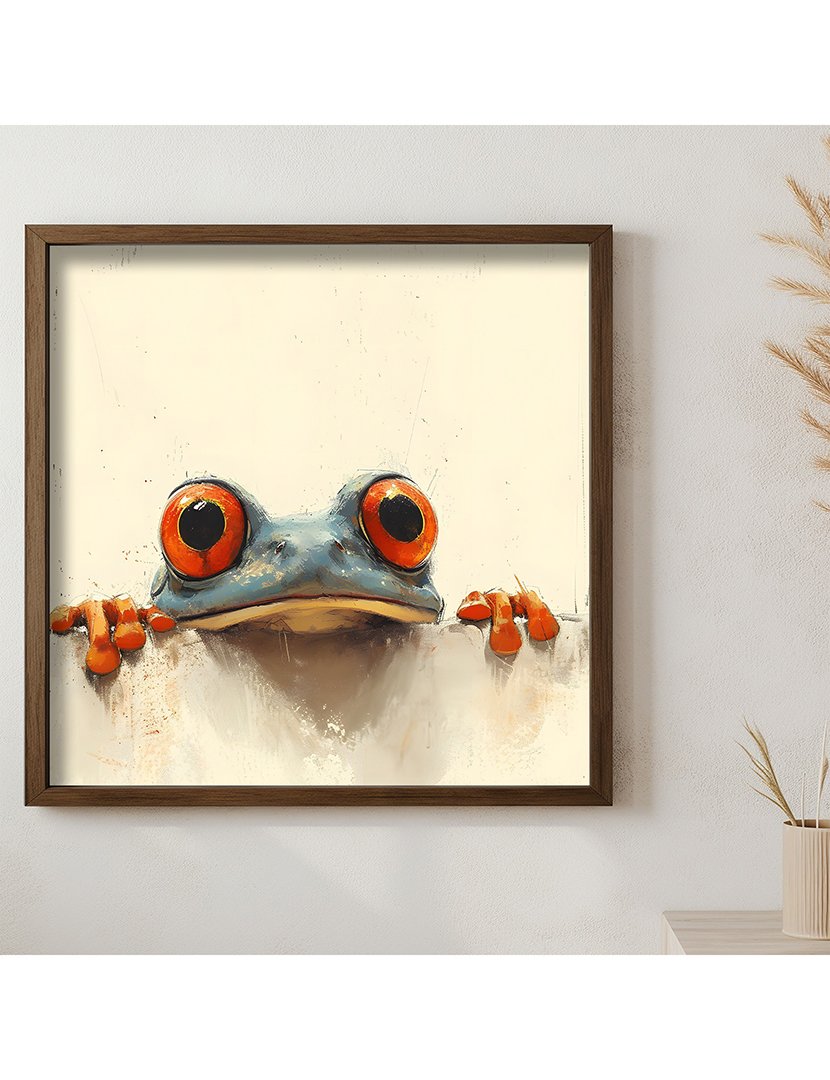 Quadro MDF Emoldurado Shy Frog