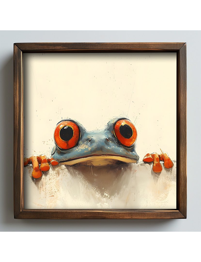 Quadro MDF Emoldurado Shy Frog