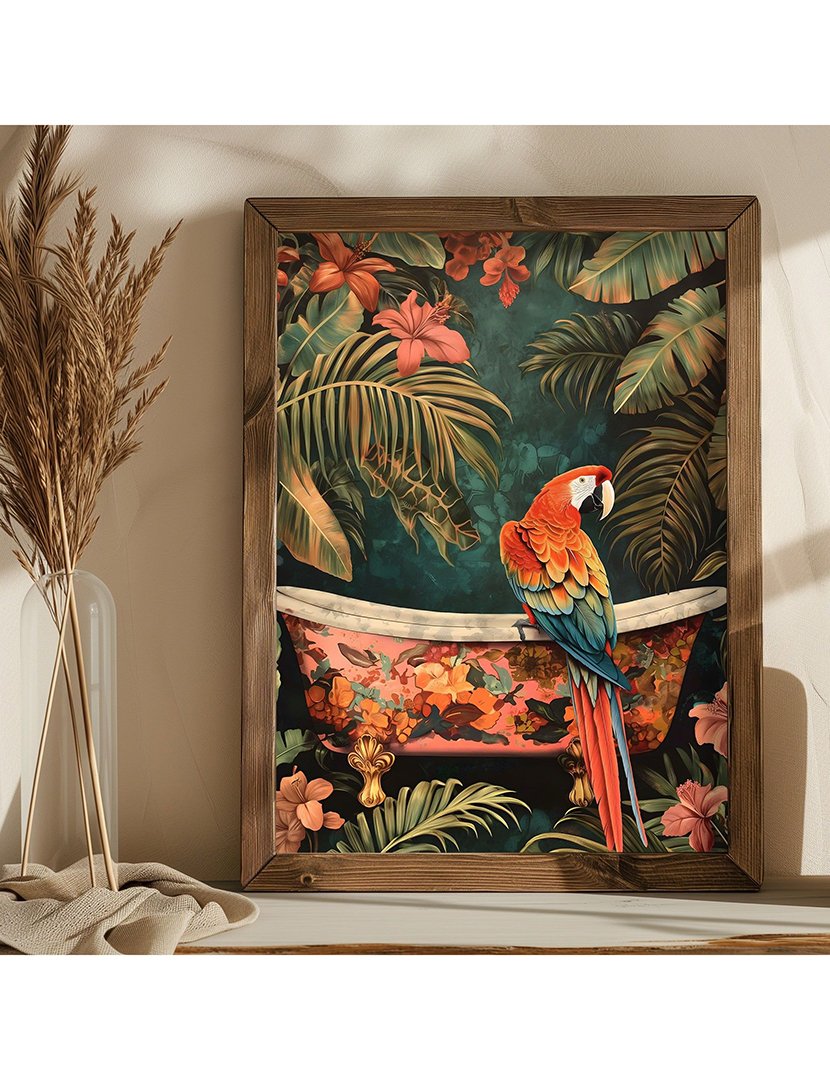 Quadro MDF Emoldurado Bath Parrot