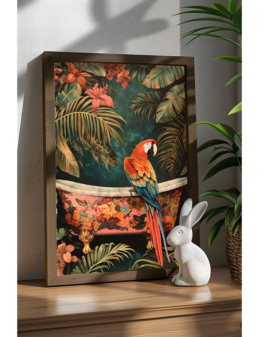 Quadro MDF Emoldurado Bath Parrot