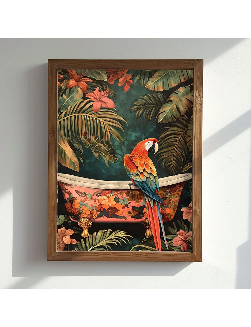 Quadro MDF Emoldurado Bath Parrot