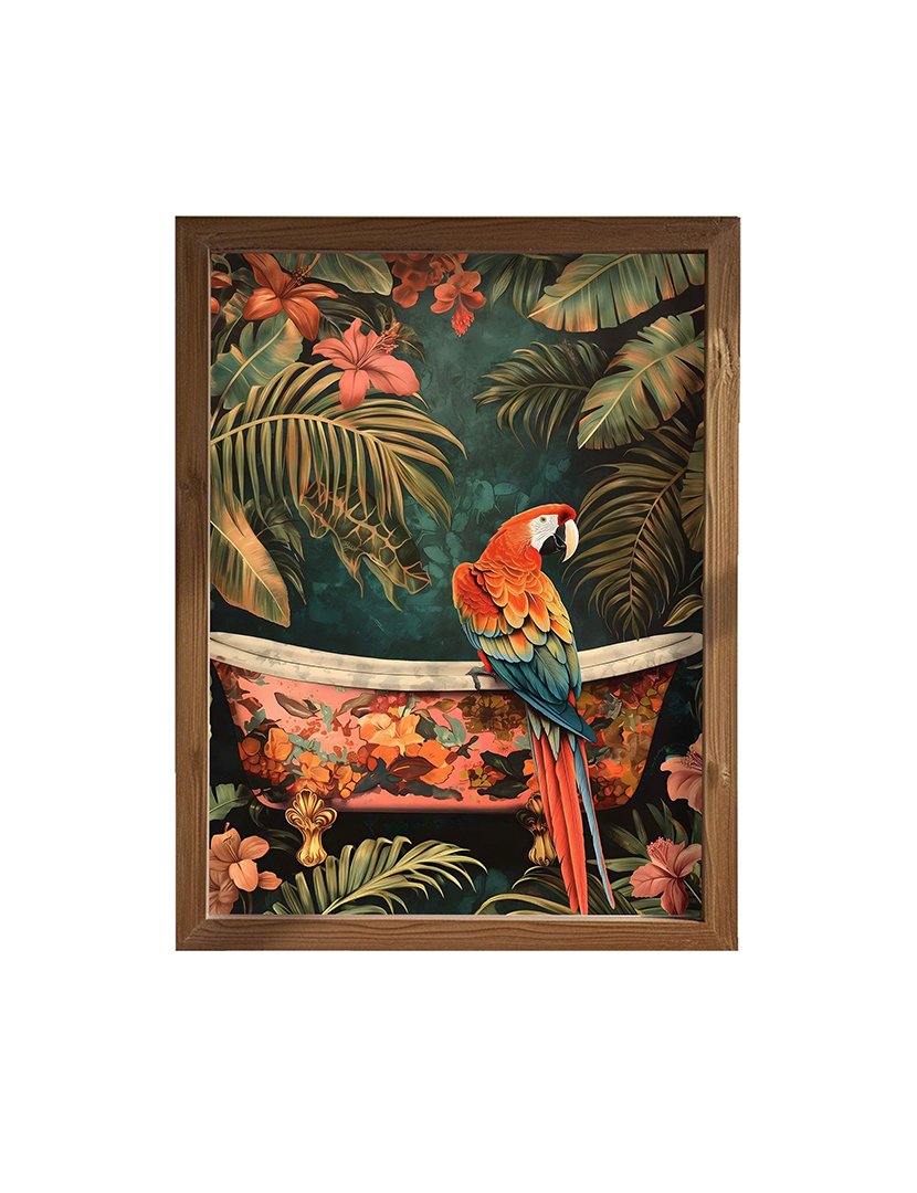 Quadro MDF Emoldurado Bath Parrot