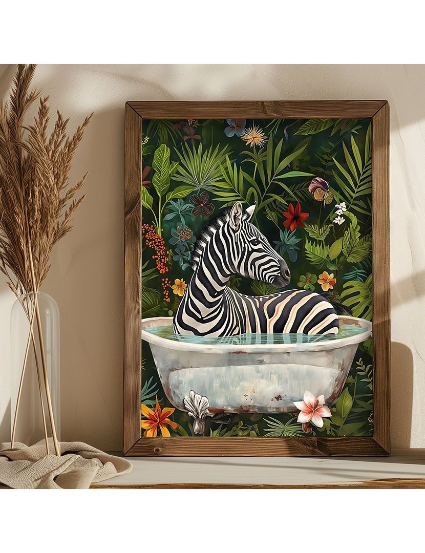 Quadro MDF Emoldurado Bath Zebra