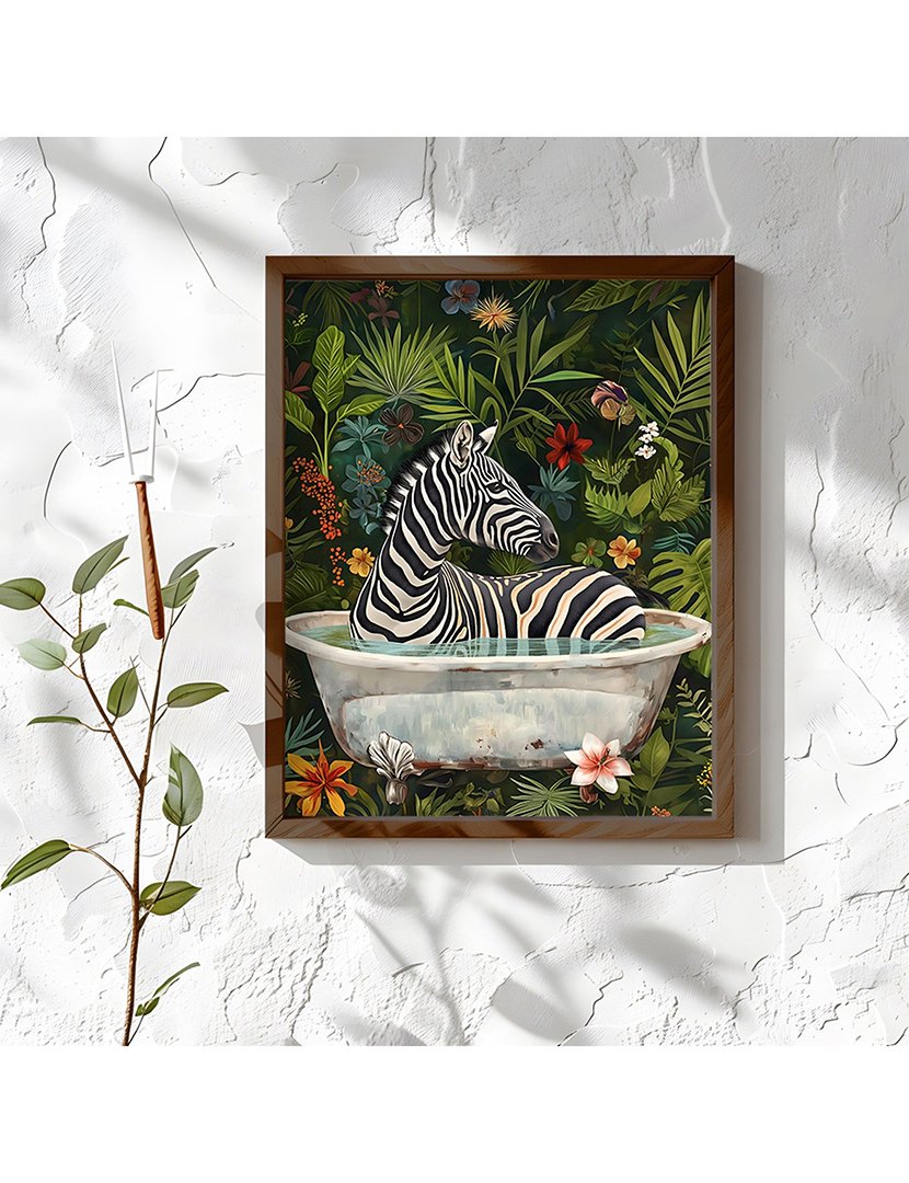 Quadro MDF Emoldurado Bath Zebra
