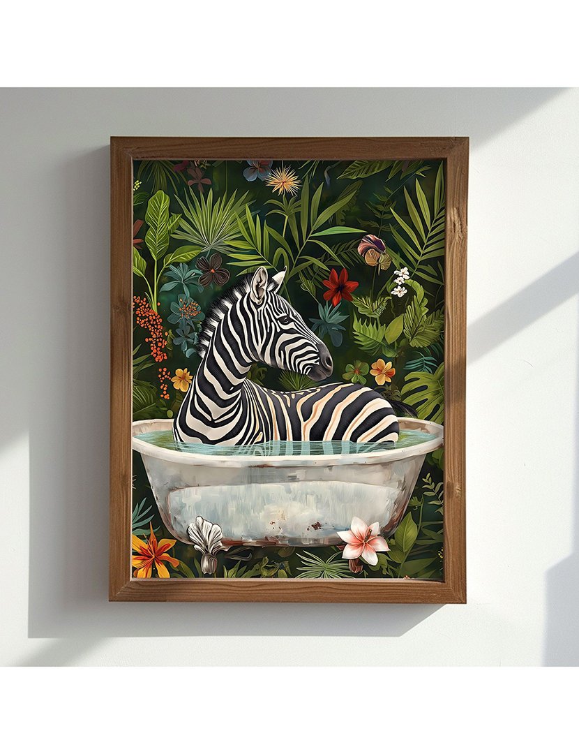 Quadro MDF Emoldurado Bath Zebra