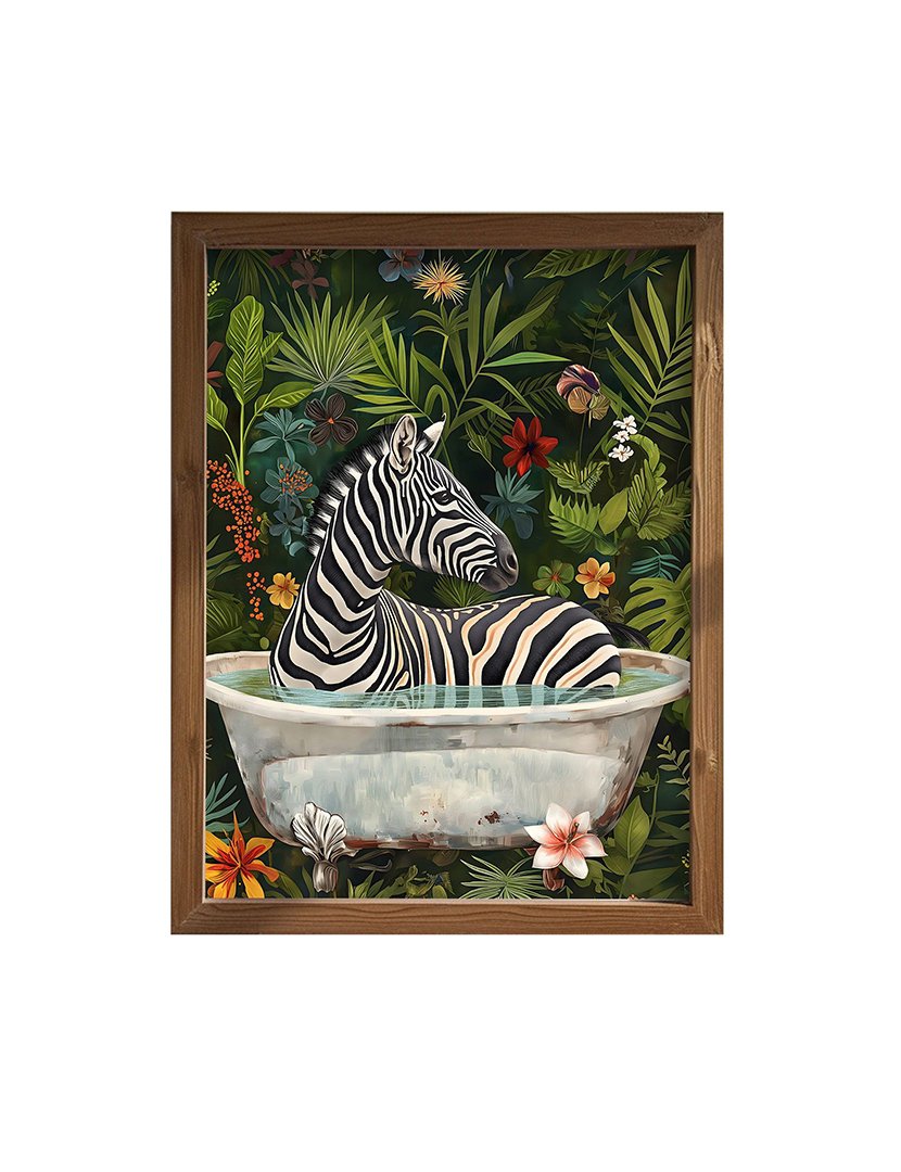 Quadro MDF Emoldurado Bath Zebra