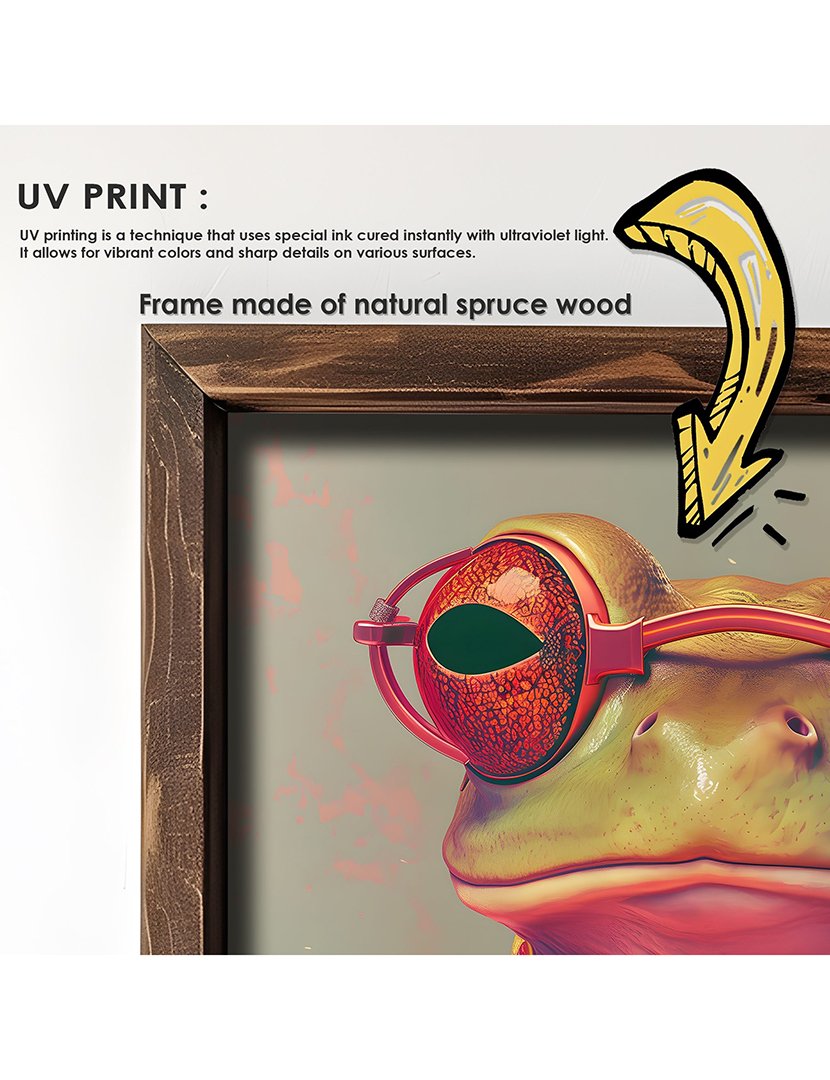 Conjunto 2 Quadros MDF Emoldurados Fancy Frogs