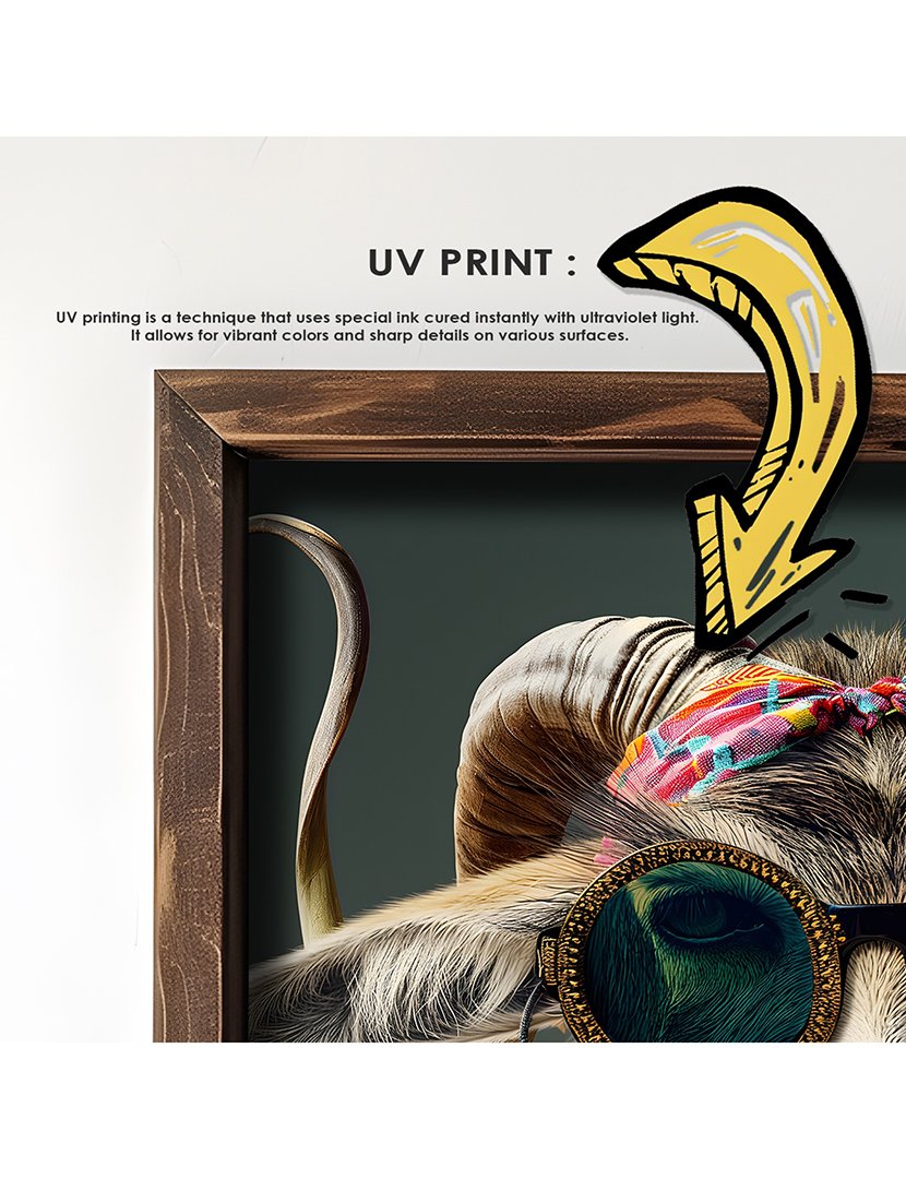 Quadro MDF Emoldurado Hippie Goat