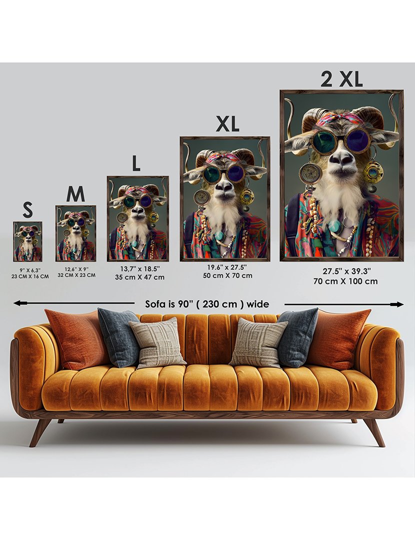 Quadro MDF Emoldurado Hippie Goat