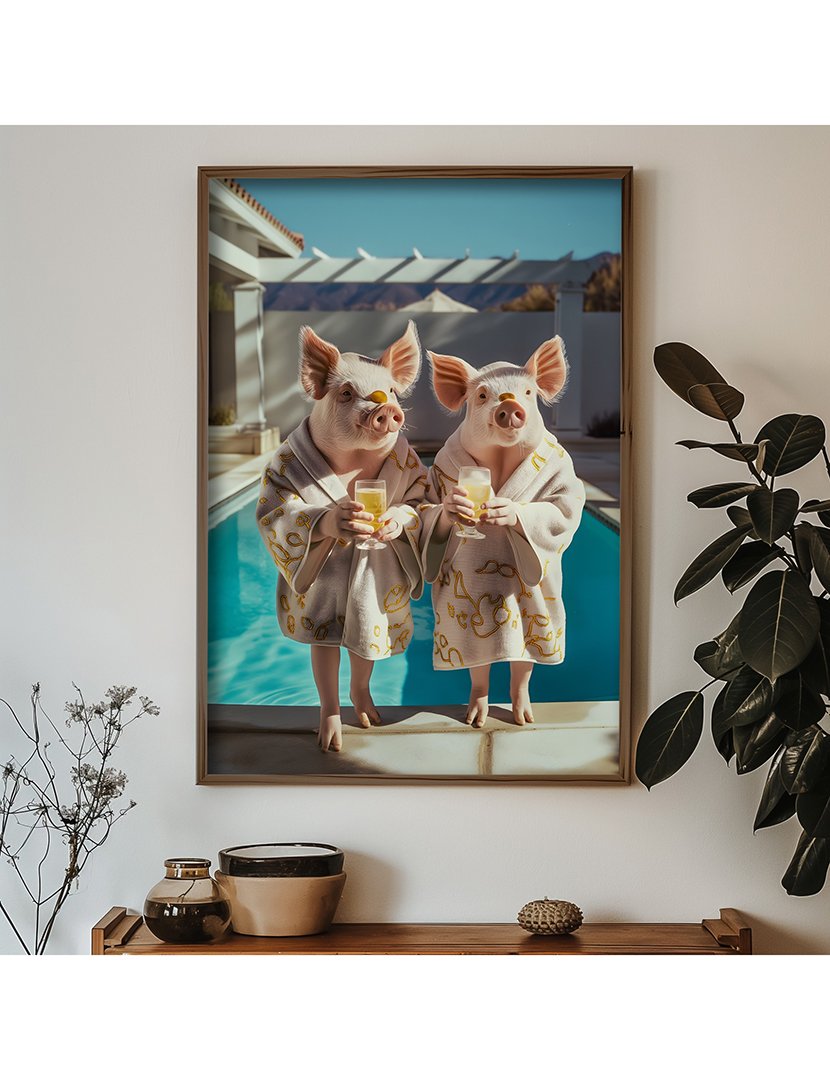 Quadro MDF Emoldurado Pigs