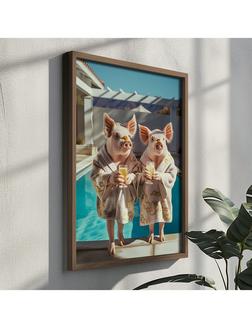 Quadro MDF Emoldurado Pigs