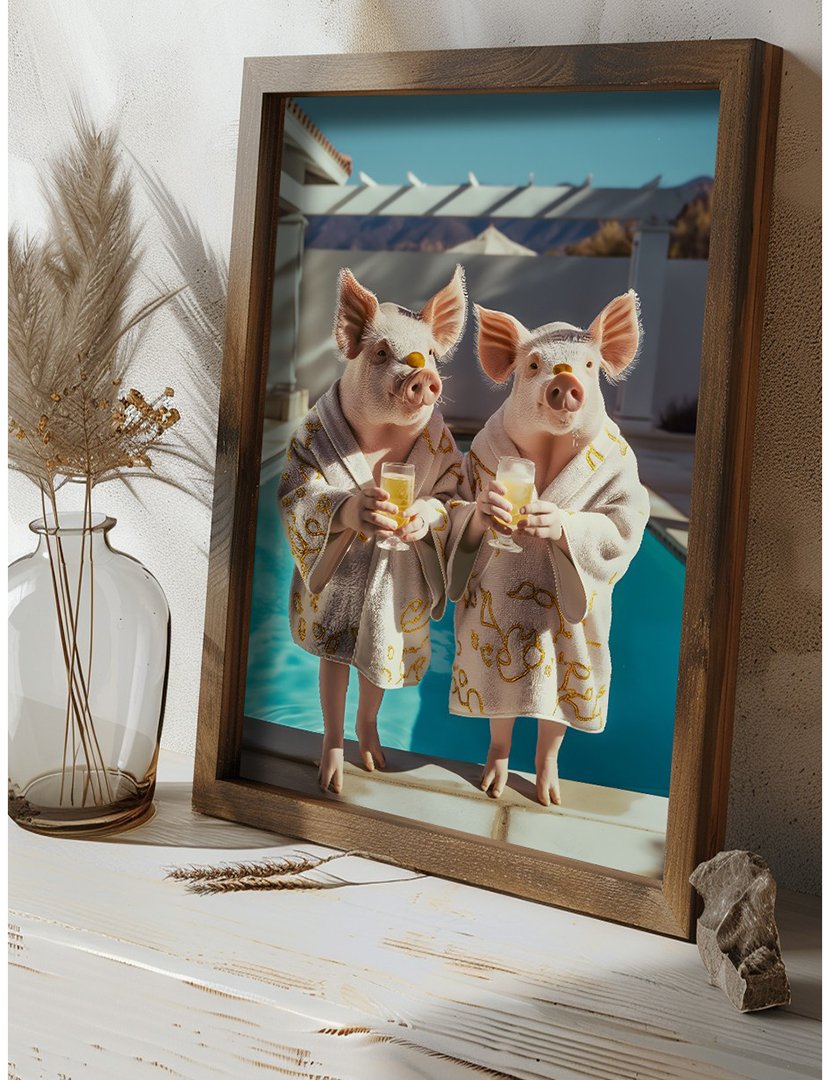 Quadro MDF Emoldurado Pigs