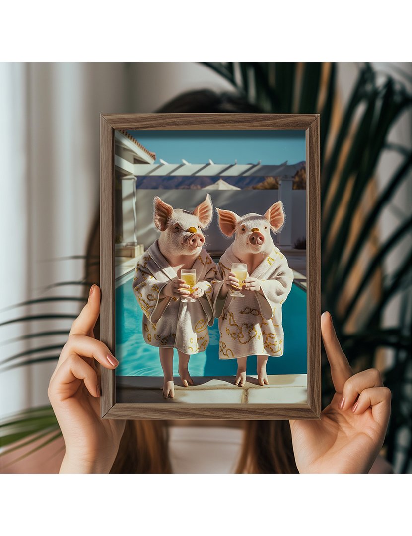 Quadro MDF Emoldurado Pigs