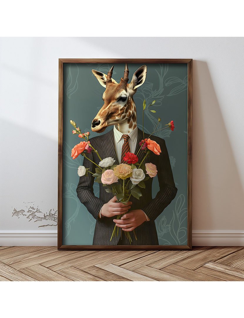 Quadro MDF Emoldurado Giraffe