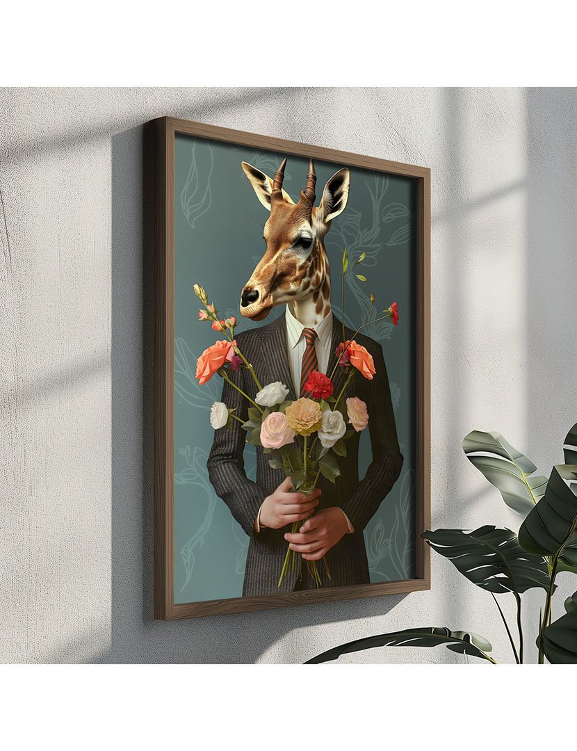 Quadro MDF Emoldurado Giraffe