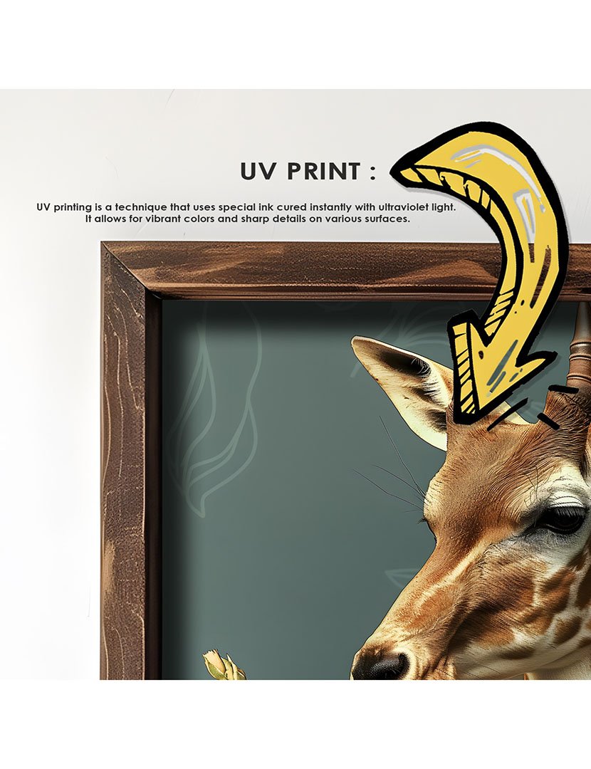 Quadro MDF Emoldurado Giraffe