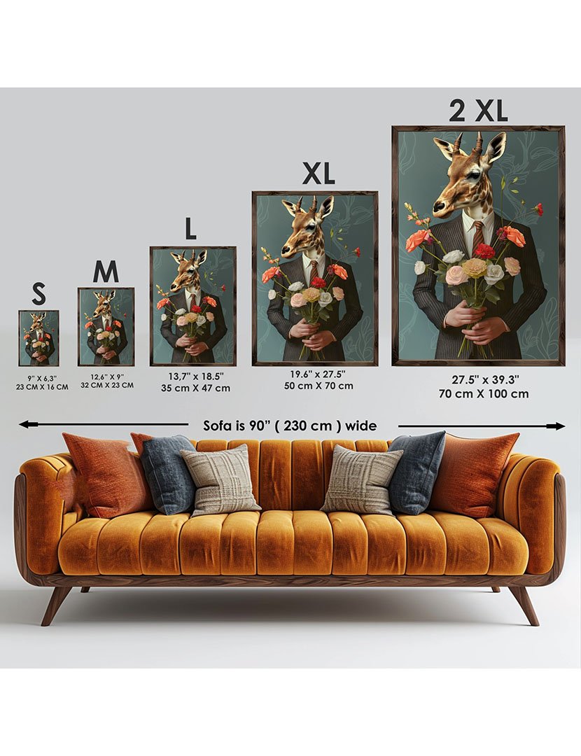 Quadro MDF Emoldurado Giraffe