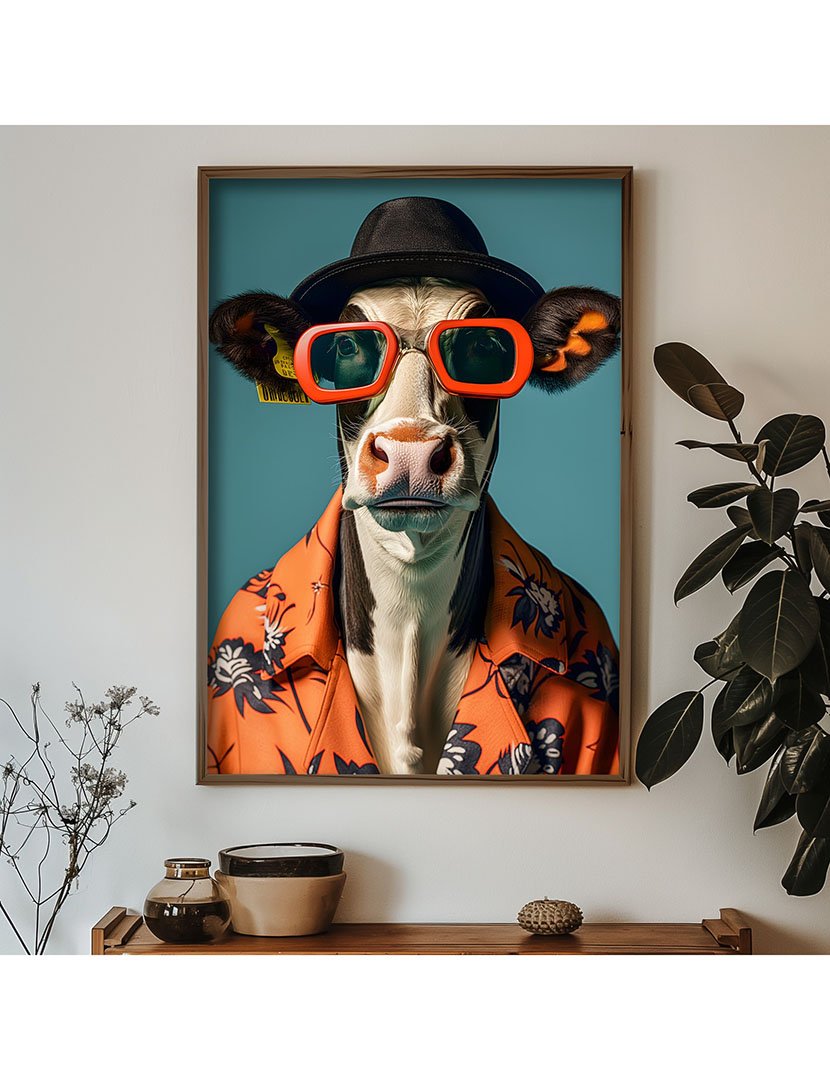 Quadro MDF Emoldurado Savanah Cow
