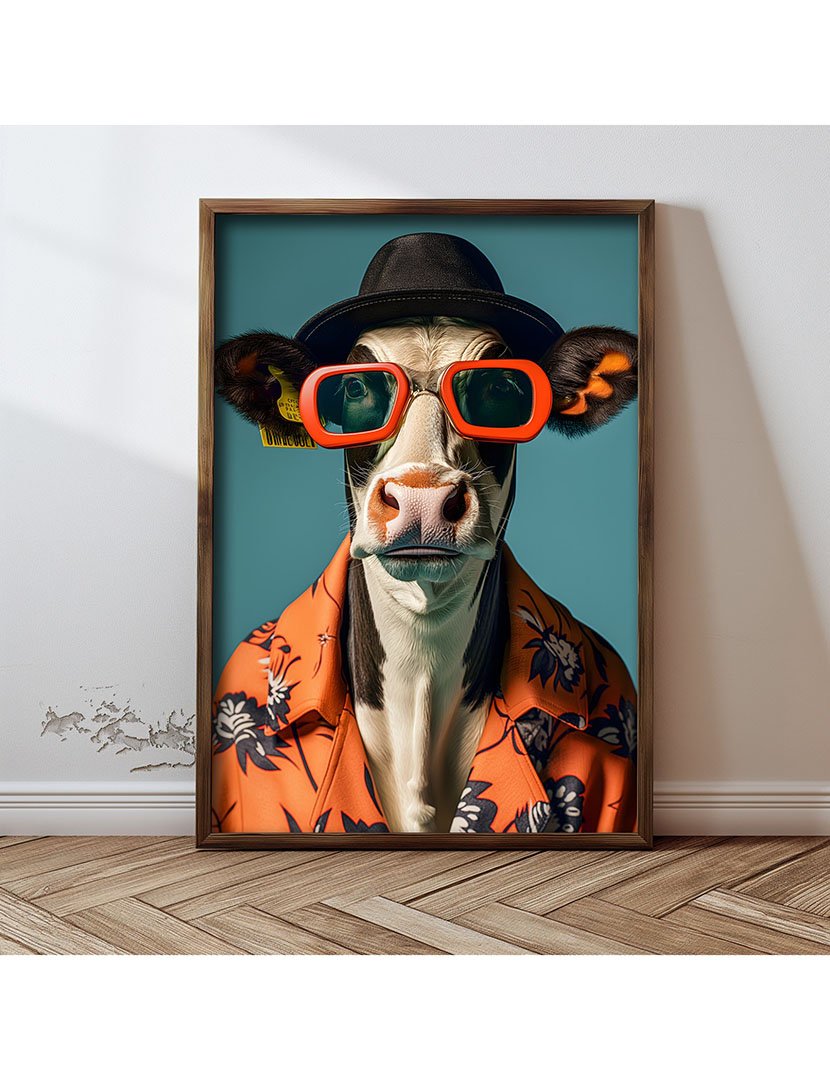 Quadro MDF Emoldurado Savanah Cow