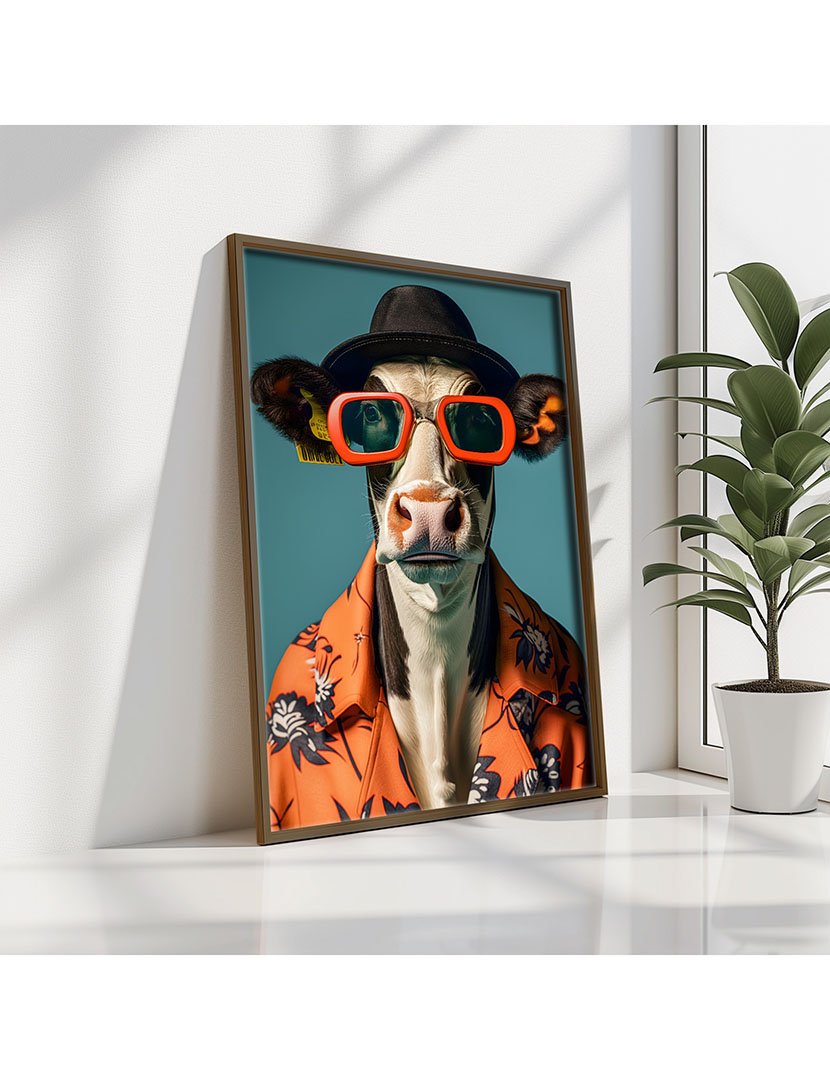 Quadro MDF Emoldurado Savanah Cow