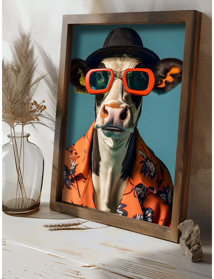 Quadro MDF Emoldurado Savanah Cow