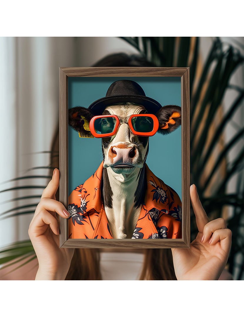 Quadro MDF Emoldurado Savanah Cow