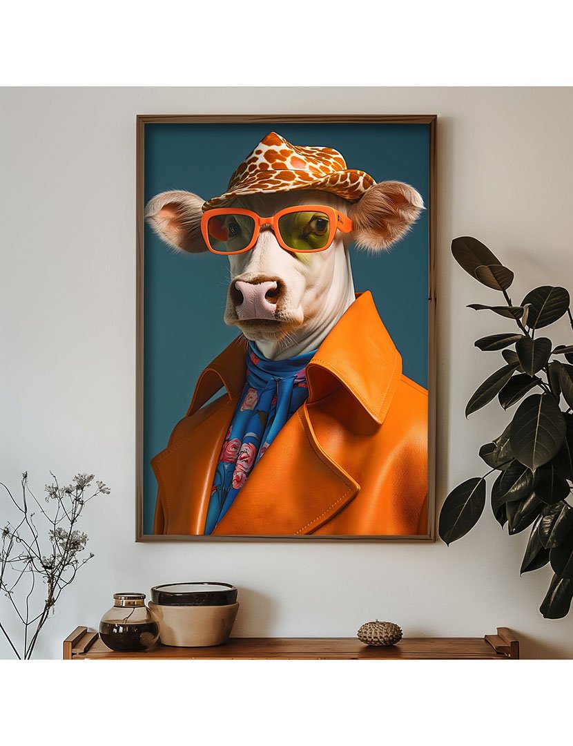 Quadro MDF Emoldurado Cow