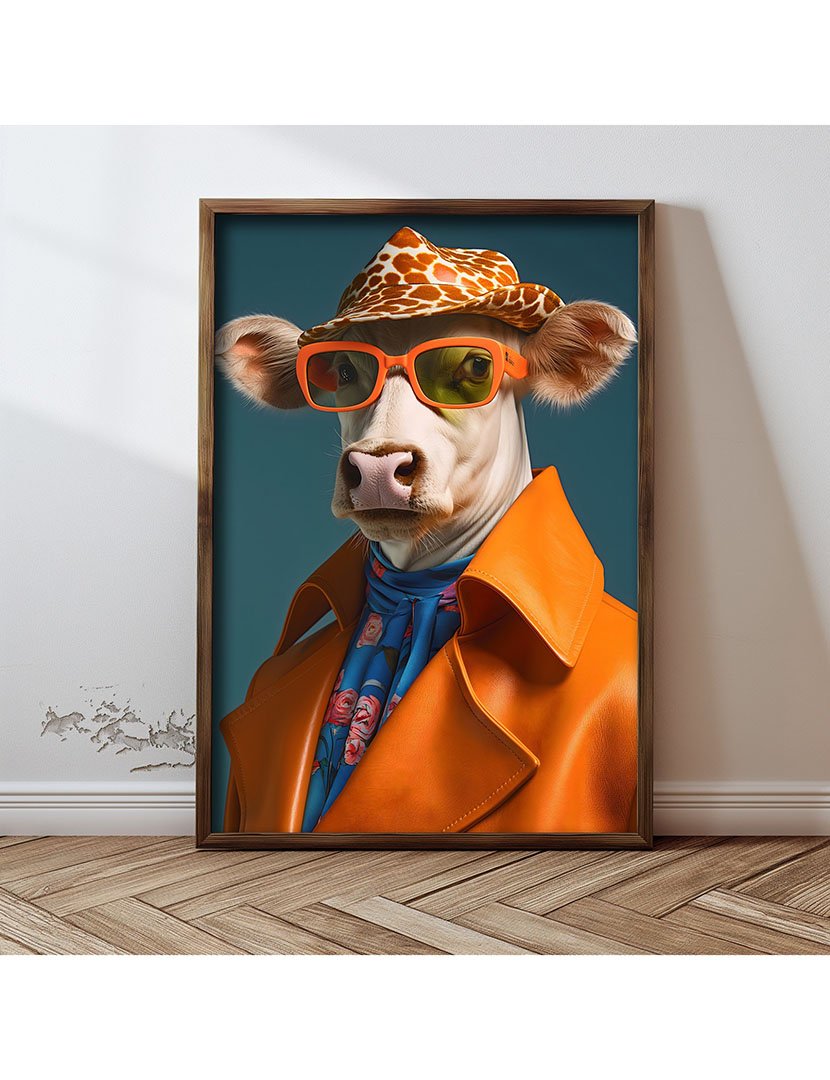 Quadro MDF Emoldurado Cow