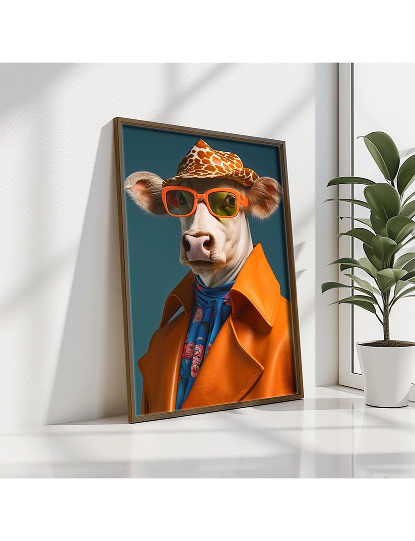 Quadro MDF Emoldurado Cow