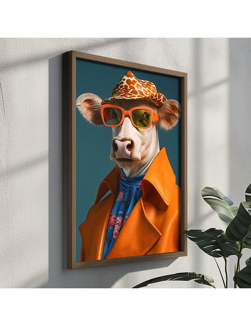 Quadro MDF Emoldurado Cow