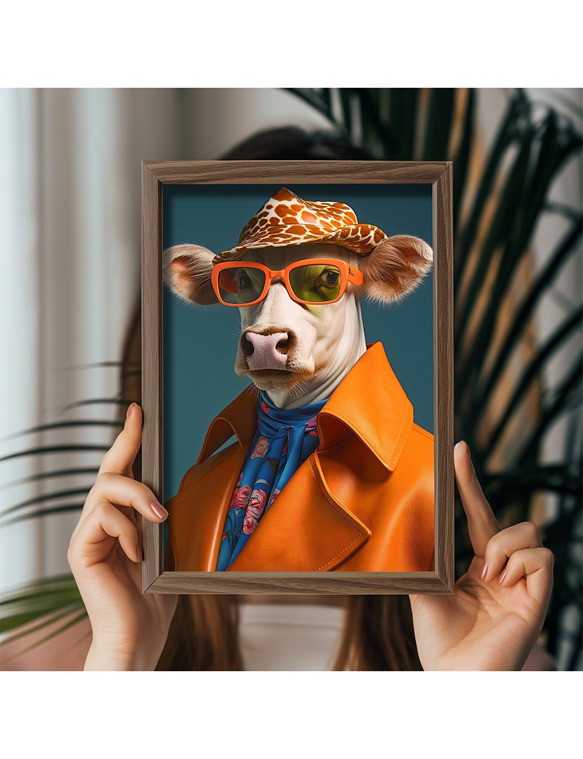 Quadro MDF Emoldurado Cow