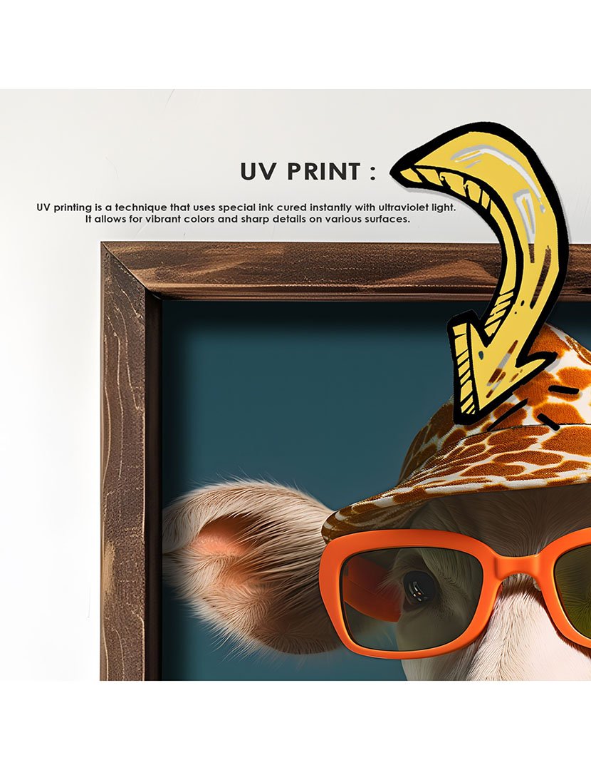 Quadro MDF Emoldurado Cow