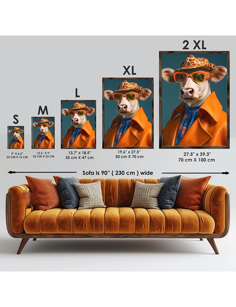 Quadro MDF Emoldurado Cow