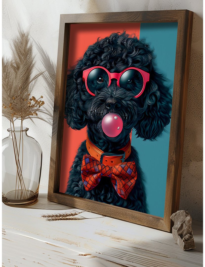 Quadro MDF Emoldurado Poodle