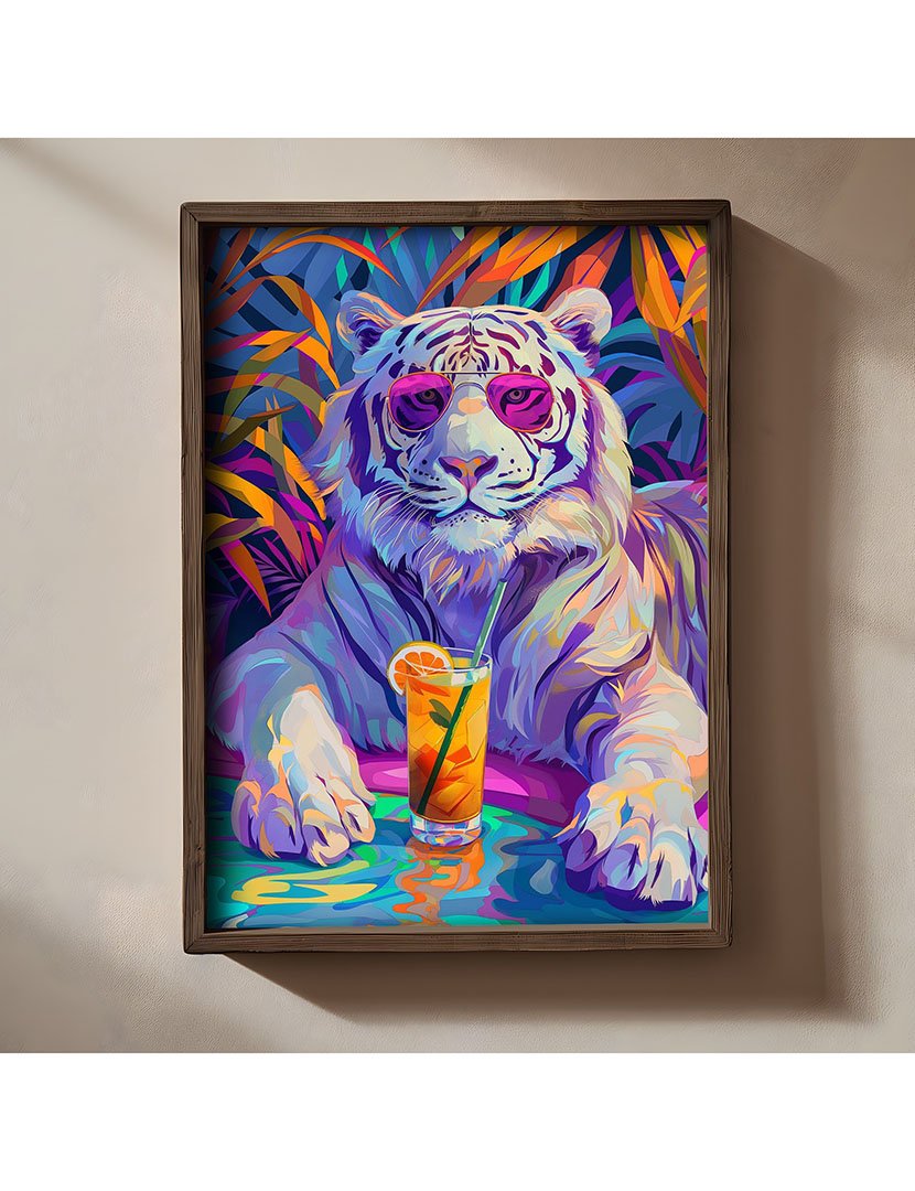 Quadro MDF Emoldurado Drink Cool Tiger