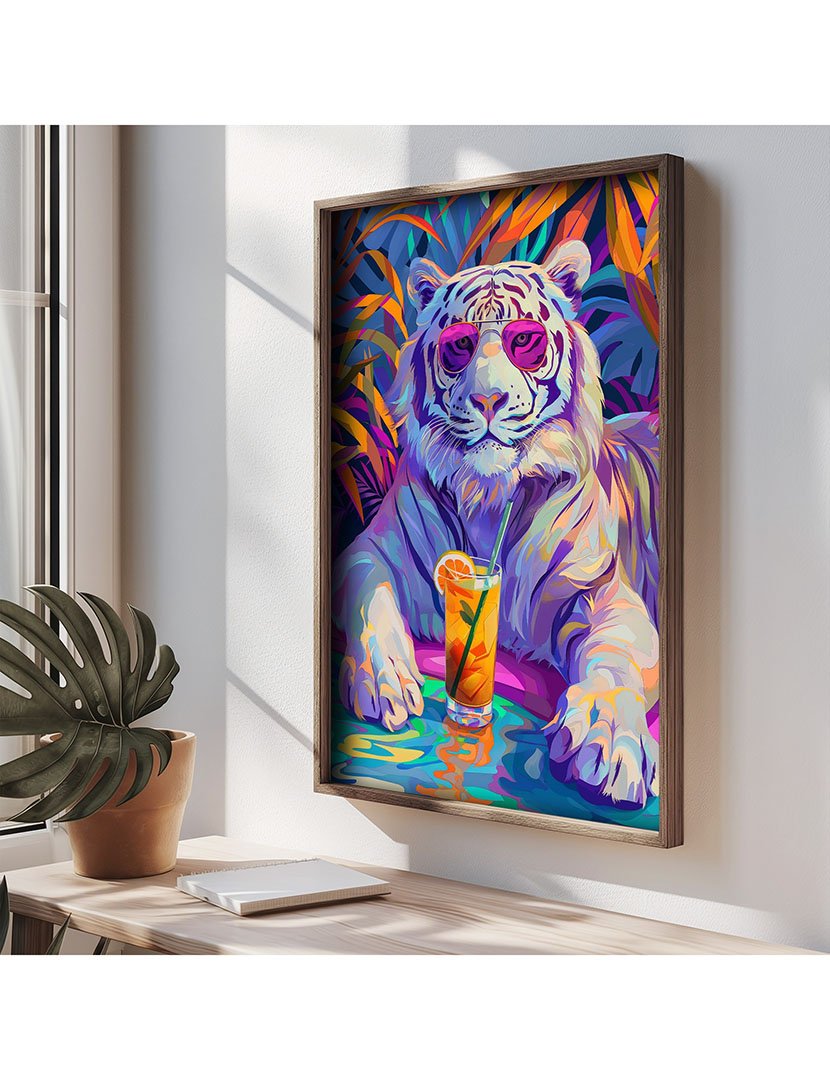 Quadro MDF Emoldurado Drink Cool Tiger