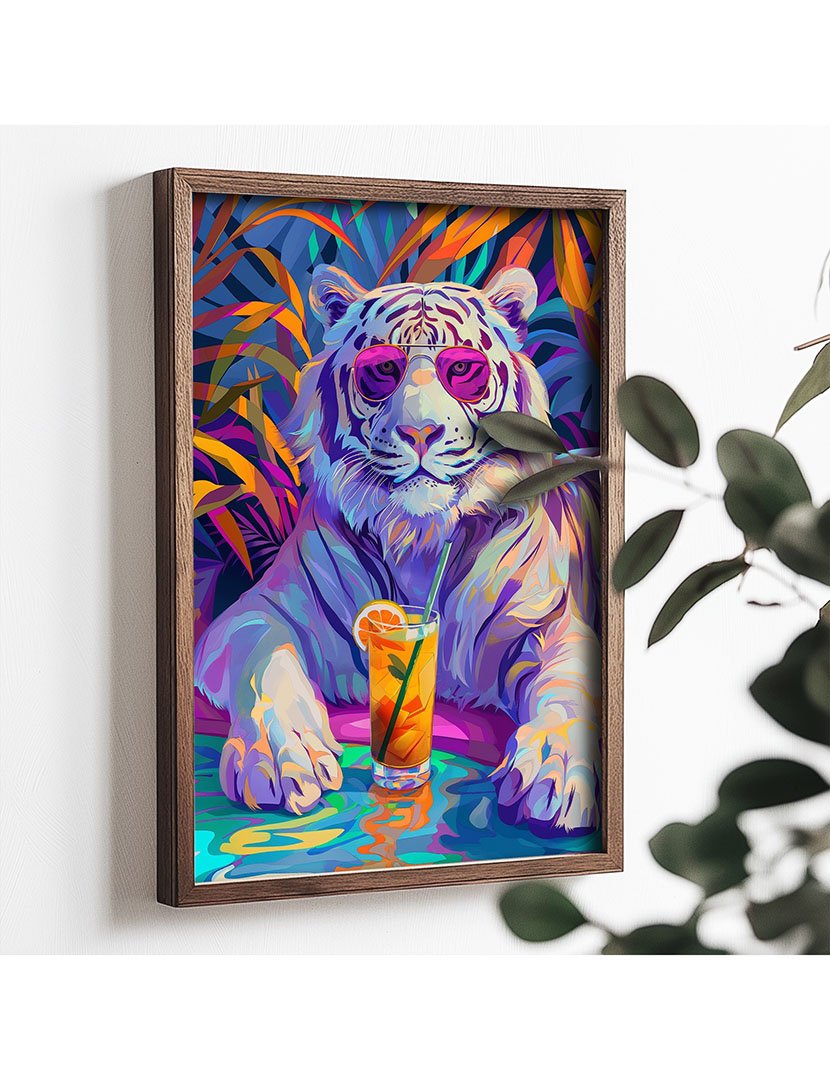Quadro MDF Emoldurado Drink Cool Tiger
