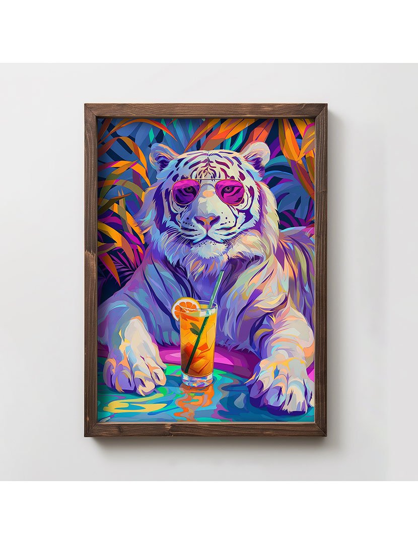 Quadro MDF Emoldurado Drink Cool Tiger
