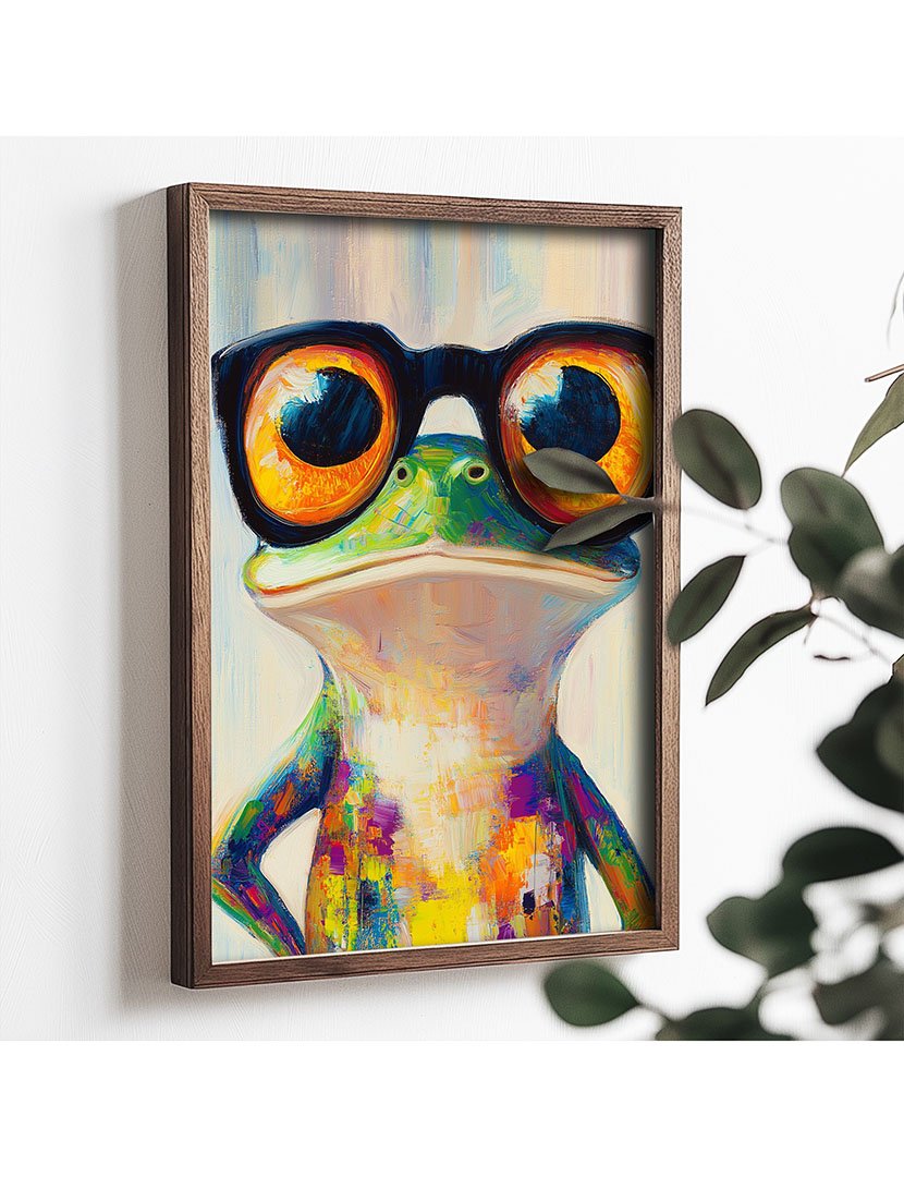 Quadro MDF Emoldurado Color Frog