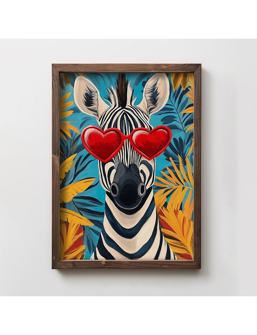 Quadro MDF Emoldurado In Love Zebra